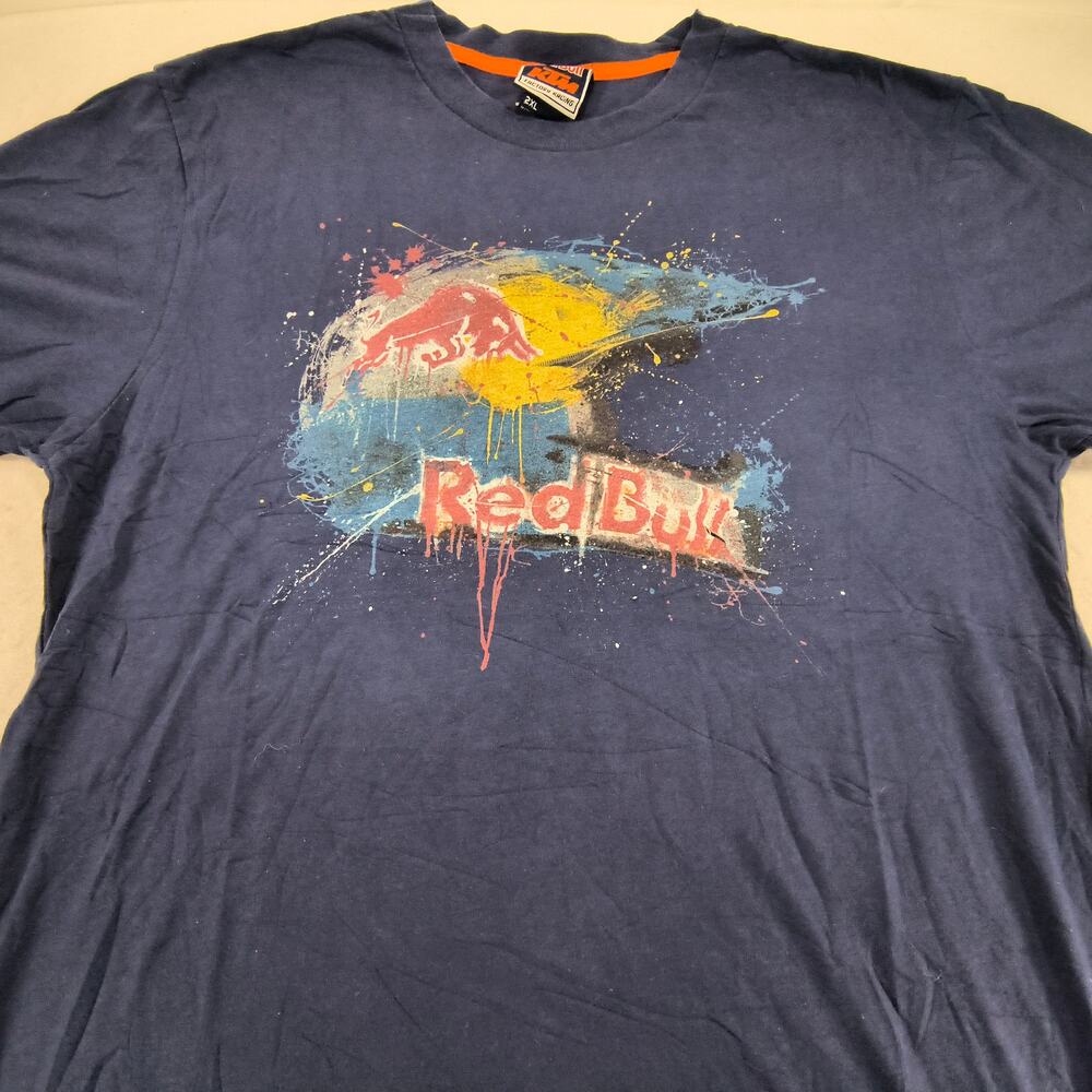 KTM Red Bull Racing Team Short Sleeve Crew Neck T Shirt Mens Size 2XL Navy Blue